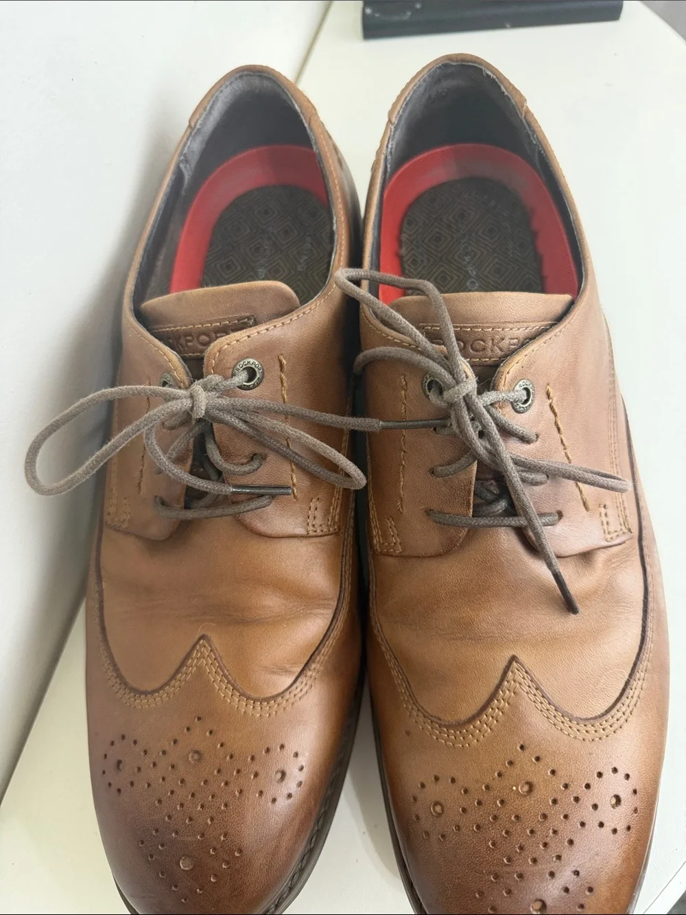(S-2430) Rockport CB Men's Classic Brown Leather Lace-Up Dress Shoes, Size: 10.5